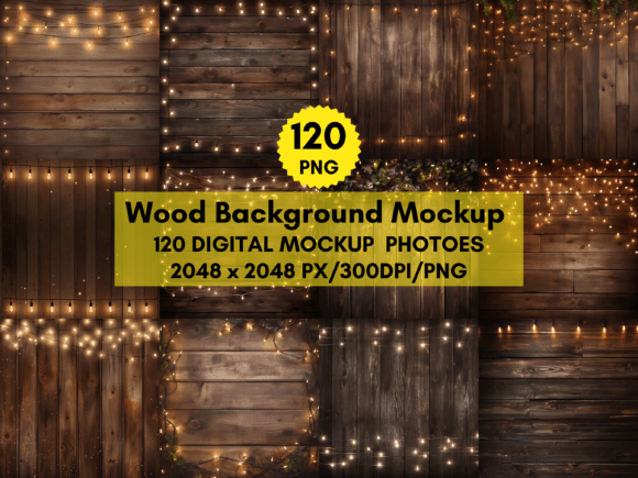 Download Rustic Fairy Lights Background Mockup - Background Collection