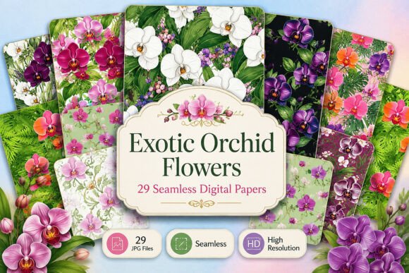Download Exotic Orchid Flowers Digital Papers - Exotic Collection