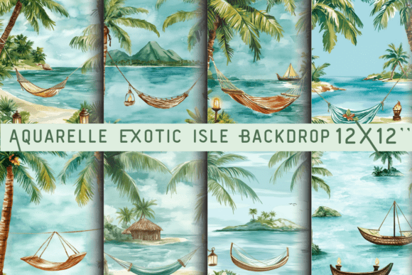 Download Aquarelle Exotic Isle Backdrop - Exotic Collection