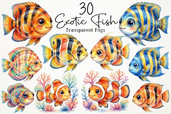 Download Watercolor Exotic Fish PNG Clipart - Exotic Collection
