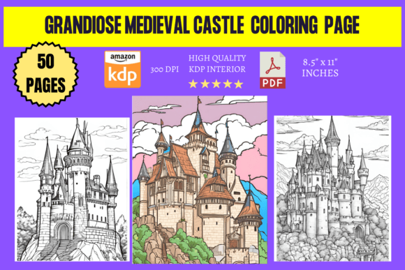 Download Grandiose Medieval Castle Coloring Pag - Grandiose Collection